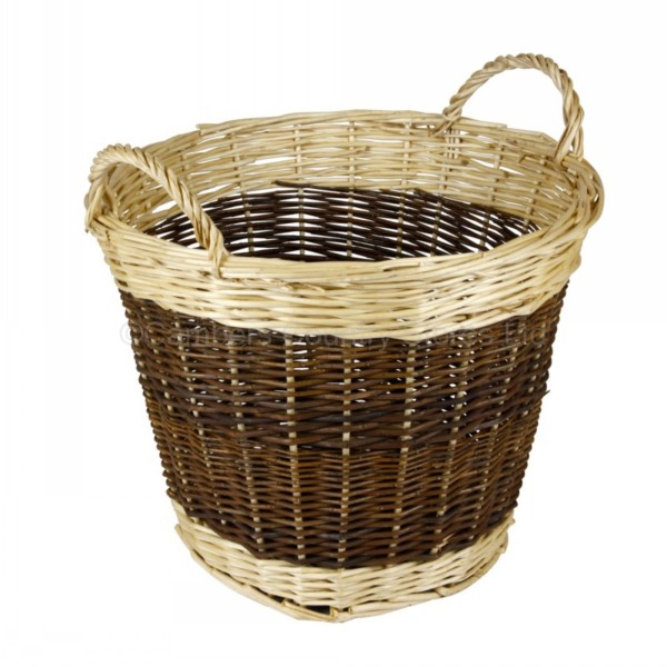 Wicker Log Basket Two Tone 30cm Cambers Country Store